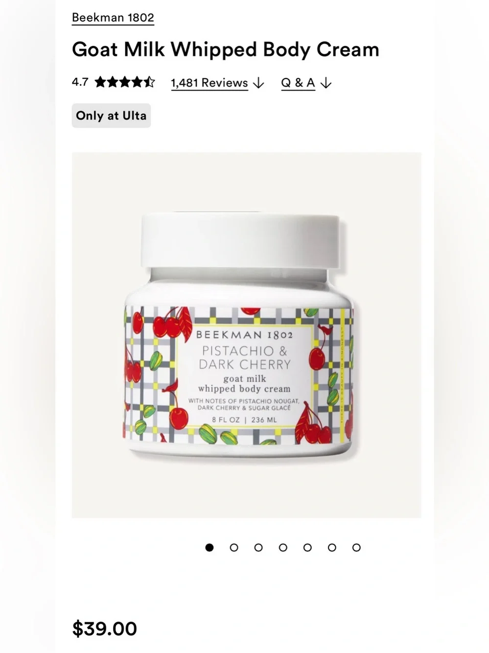 Beekman 1802 Pistachio & Dark Cherry Body Cream